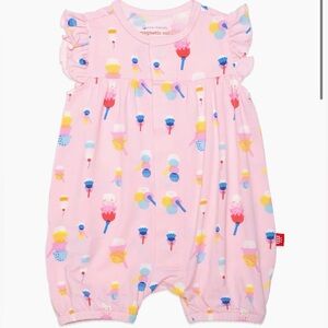 Magnetic Me Baby Girl's Sundae Print Bubble Coveralls Romper Modal Spring Summer